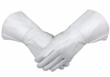 Masonic Piper Drummer Leather Gauntlets/Gloves White Soft Leather Knight Templar