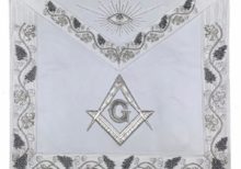 MASTER MASON Grand White Hand Embroided Apron with Square Compass G