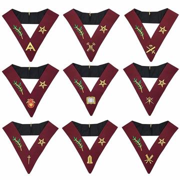 Masonic Blue Lodge 14th Degree Collars- Set of 9 collars Machine Embro