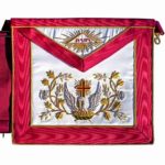 Masonic Scottish Rite AASR Silk cardinal red apron 18th degree Hand Embroidered