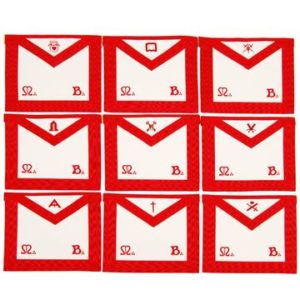 Masonic Scottish Rite Officers Apron (REAA) Red Embroidery-Set of 9
