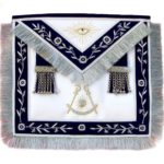 Masonic Blue Lodge Past Master Apron Hand Embroidered Bullion Vine