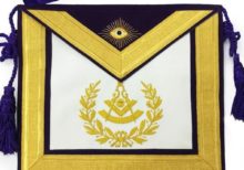 Masonic Past Master Gold & Purple Hand Embroidered Apron