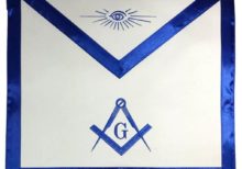 Blue Satin Master Mason Apron Square Compass & G