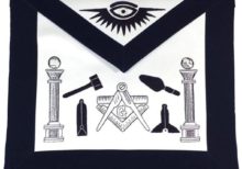 Masonic Apron - Hand Embroided Tools Navy Blue Apron