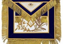 MASTER MASON Gold Embroidered Apron square compass with G Blue