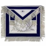 MASTER MASON Silver Embroidered Apron square compass with G Blue