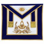 Masonic Past Master Hand Embroidered Apron Gold Embroidery Blue Velvet