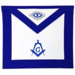 Masonic Blue Lodge Master Mason Apron Machine Embroidery Blue