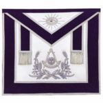 Masonic Past Master Hand Embroidered Apron Silver Embroidery Purple Velvet