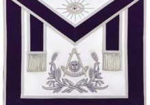 Masonic Past Master Hand Embroidered Apron Silver Embroidery Purple Velvet