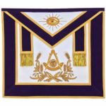 Masonic Past Master Hand Embroidered Apron Gold Embroidery Purple Velvet