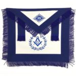 Masonic Blue Lodge Master Mason Apron Machine Embroidery with Fringe Navy