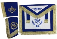 Master Mason Cardura Apron, Collar gauntlets Set with Fringe Blue