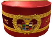 Royal Arch Grand Past High Priest PHP Bullion Hand Embroidered Cap Red