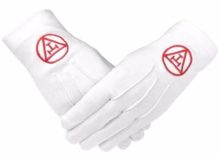 Masonic Royal Arch 100% Cotton Gloves with Machine Embroidery