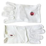 RAOB Red Black Machine Embroidery White Cotton Gloves