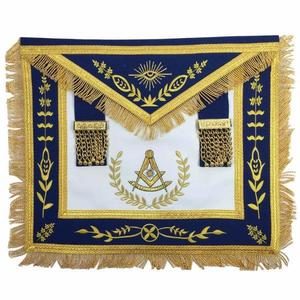 Masonic Blue Lodge Past Master Gold Machine Embroidery Freemasons Apron