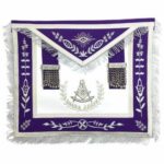 Masonic Blue Lodge Past Master Silver Machine Embroidery Purple Apron