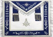 Masonic Blue Lodge G Master Mason Silver Machine Embroidery Freemasons Apron