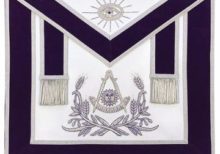 Masonic Past Master Hand Embroidered Apron Silver Embroidery Purple Velvet