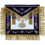 Masonic Past Master Apron Blue Hand Embroidered Bullion Vine Work