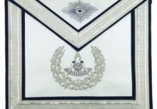 Masonic Past Master Silver Hand Embroidered Freemasons Apron