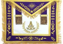 Masonic Blue Lodge Past Master Gold Machine Embroidery Purple Apron