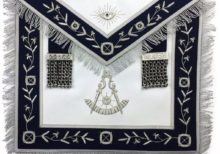 Masonic Blue Lodge Past Master Silver Handmade embroidery Apron Navy
