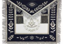 Masonic Blue Lodge Past Master Silver Handmade Embroidery Apron Navy