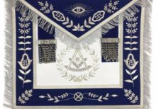 Masonic Blue Lodge Past Master Silver Handmade Embroidery Apron Blue