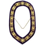 32nd Degree - Scottish Rite Wings DOWN Chain Collar - Gold/Silver on Purple + Free Case