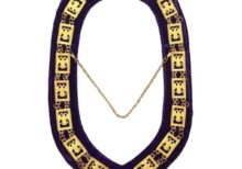 32nd Degree - Scottish Rite Wings DOWN Chain Collar - Gold/Silver on Purple + Free Case