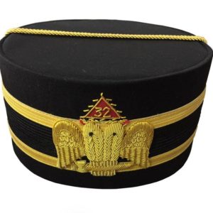 32nd Degree Wings DOWN Scottish Rite Black Cap Bullion Hand Embroidery