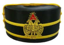 32nd Degree Scottish Rite Double-Eagle Wings DOWN Cap Hand Embroidery Bullion