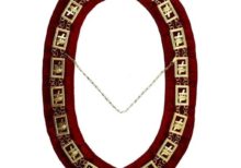 Knights Templar - Masonic Chain Collar - Gold/Silver on Red + Free Case