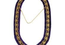 33rd Degree - Masonic Regalia Chain Collar - Gold/Silver on Purple + Free Case