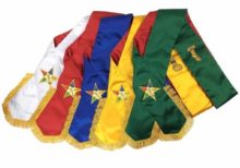 Masonic Order of Eastern Star OES complete Sash Set -Set of 5 sashes