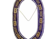 Grand Lodge - Rhinestones Chain Collar - Gold/Silver on Purple Velvet