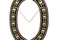 33rd Degree - Scottish Rite Rhinestone Chain Collar - Gold/Silver on Black + Free Case