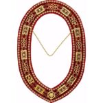 Grand Lodge - Rhinestones Chain Collar - Gold/Silver on Red Velvet