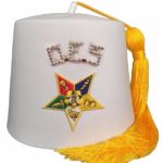 Order of the Eastern Star OES Rhinestone 1" White Fez