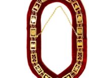 Royal Arch - Masonic Chain Collar - Gold/Silver On Red + Free Case