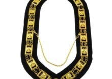 32nd Degree - Wings DOWN Scottish Rite Chain Collar - Gold/Silver on Black + Free Case