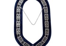 Masonic Master Mason "G" Chain Collar - Gold/Silver on Blue + Free Case