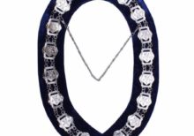 OES - Masonic Compass Square Chain Collar - Gold/Silver on Blue + Free Case