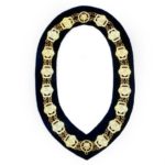 OES - Masonic Compass Square Chain Collar - Gold/Silver on Black + Free Case