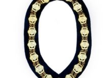 OES - Masonic Compass Square Chain Collar - Gold/Silver on Black + Free Case
