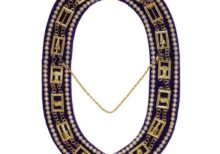 OES - Regalia Rhinestones Chain Collar - Gold/Silver on Purple + Free Case