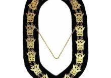 32nd Degree - Scottish Rite Wings UP Chain Collar - Gold/Silver on Black + Free Case
